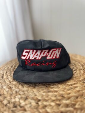 Vintage NASCAR Snap-On Racing Snapback K Products Black Checkered Cap Hat 90s